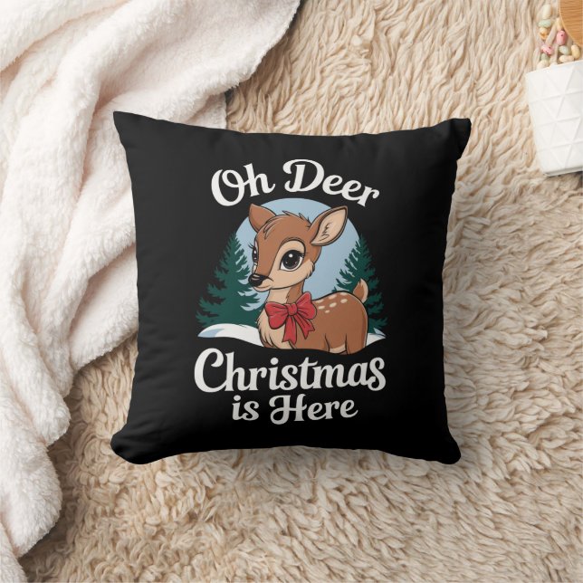 Coussin Vintage Christmas Reindee Oh Deer Christmas Here (Couverture)