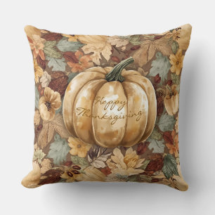 Coussin Vintage, Citrouille avec Thanksgiving Motif Throw