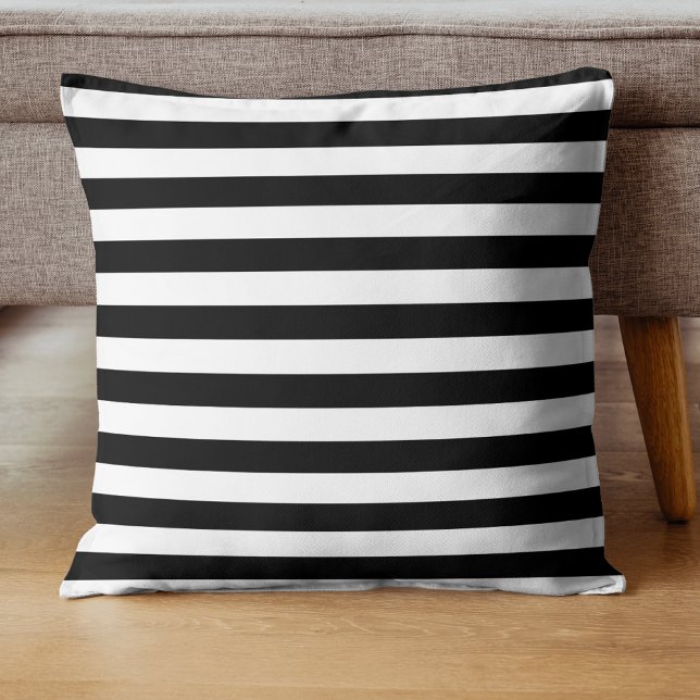 Coussin Vintage Classic rayures noir & blanc (Créateur téléchargé)