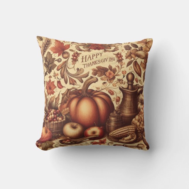 Coussin Vintage/Classique Bonne Action de grâce (Recto)