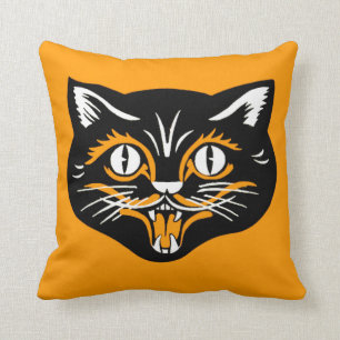 Coussin Vintage classique Halloween noir chat visage crocs