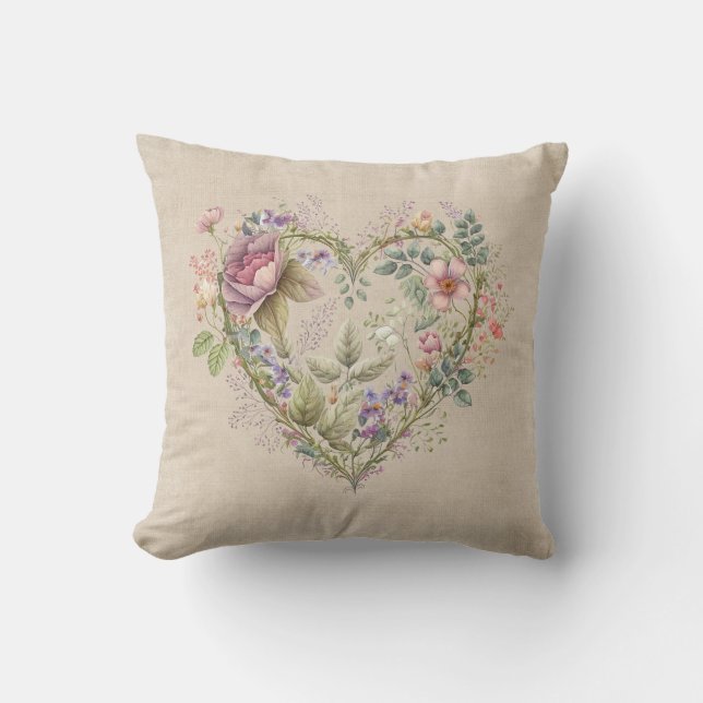 Coussin Vintage coeur floral (Recto)
