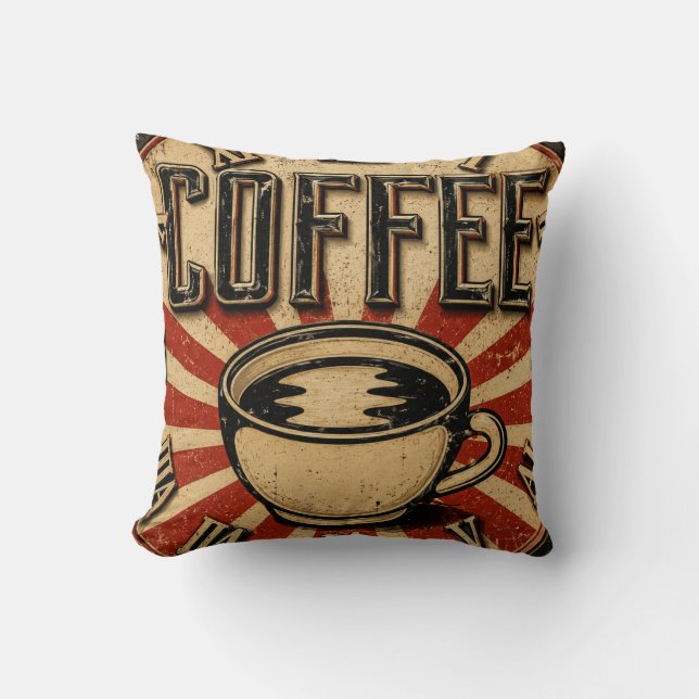 Coussin Vintage Coffee Retro (Recto)