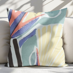 Coussin Vintage coloré Floral Art Abstrait par E.A. Séguy