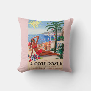 Coussin Vintage Côte d'Azur Beach Girl