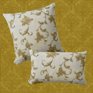 Coussin Vintage Cottage Campagnard Vigne Or Pâli