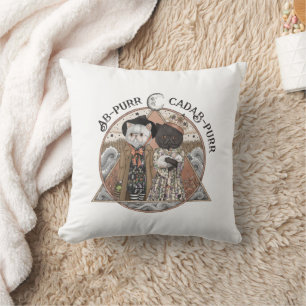 Coussin Vintage Cottagecore Chat sorcières Halloween