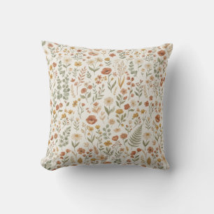 Coussin Vintage Cottagecore Fleur Sauvage Floral Tons Terr