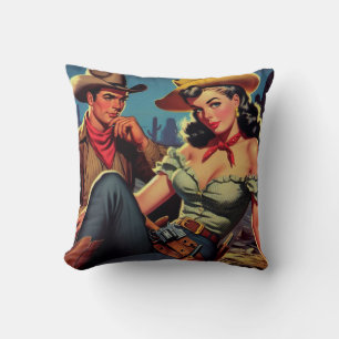 Coussin Vintage Cowboy et Cowgirl