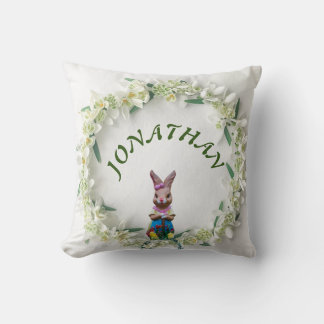Coussin Vintage Cute Bunny Botanical Name Baby Boy Nursery