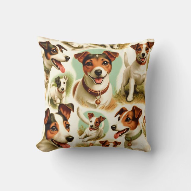 Coussin Vintage Cute Jack Russell Terrier (Recto)