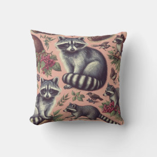Coussin Vintage Cute Racoon