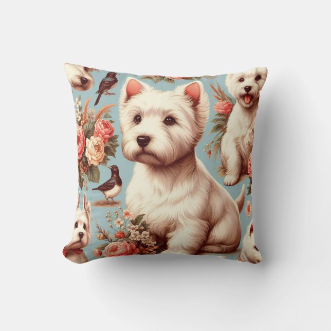 Coussin Vintage Cute West Highland White Terrier (Recto)