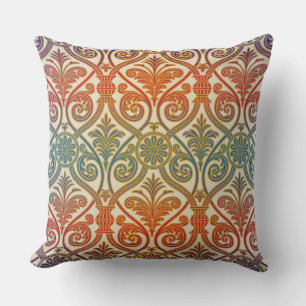 Coussin Vintage Damask Contour Wallpaper - bleu violet rou