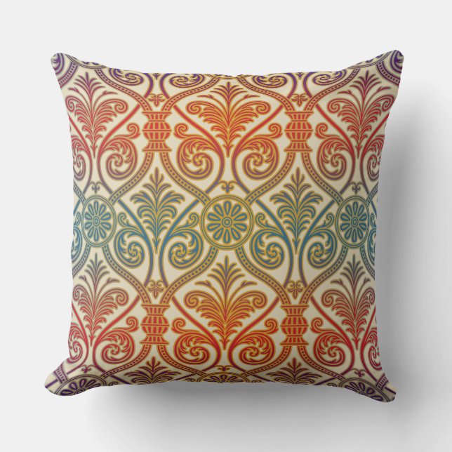 Coussin Vintage Damask Contour Wallpaper - bleu violet rou (Recto)