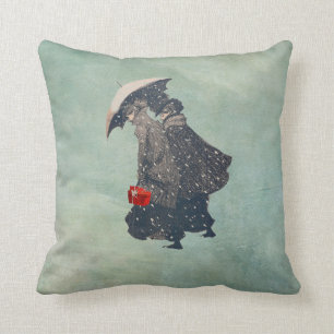 Coussin Vintage Dames Shopping De Neige Vacances Jeu d'Ore