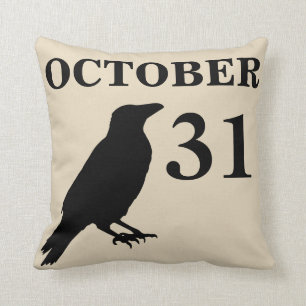 Coussin vintage de corneille de Halloween