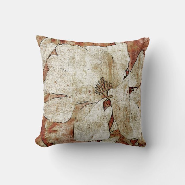 Coussin vintage de lancer de magnolia (Recto)