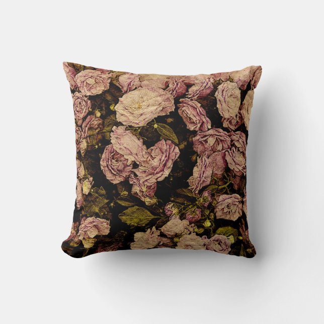 coussin vintage de lancer de rose de pourpre (Recto)