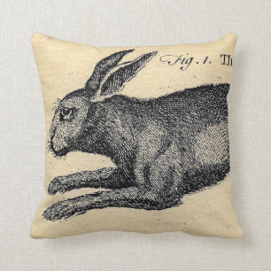 Coussin vintage de lapin de lièvres