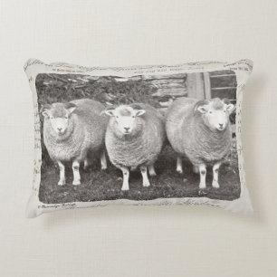 coussin Vintage de moutons de ferme en crèmes et g