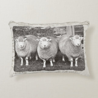 coussin Vintage de moutons de ferme en crèmes et g