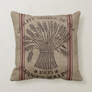 Coussin vintage de sac à blé