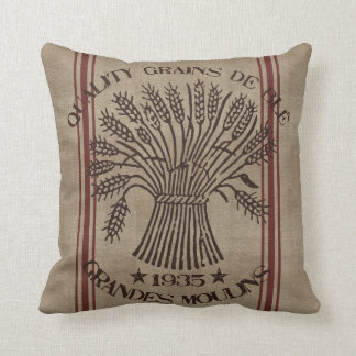 Coussin vintage de sac à blé