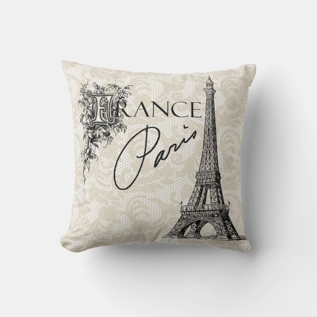 Coussin vintage de Tour Eiffel de Paris France (Recto)