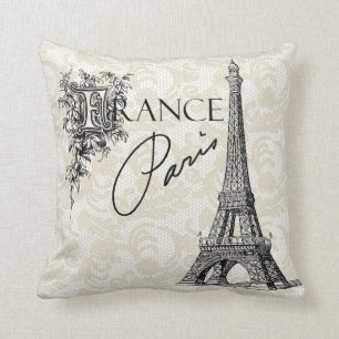 Coussin vintage de Tour Eiffel de Paris France