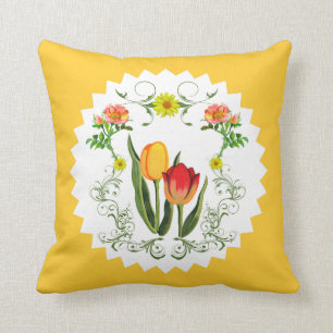 Coussin vintage de tulipes