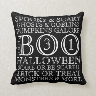 Coussin vintage de typographie de Halloween de