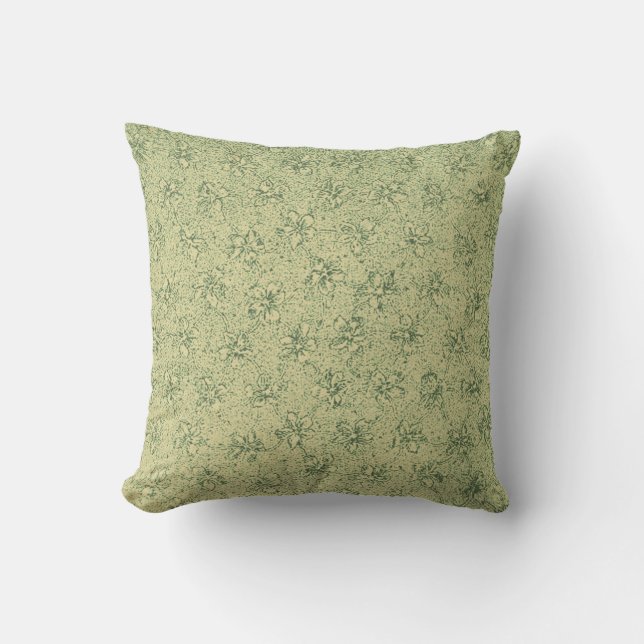 Coussin vintage de vert sauge de violettes (Recto)