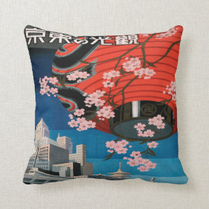 Coussin Vintage des années 1930 Tokyo Japon Poster Souveni