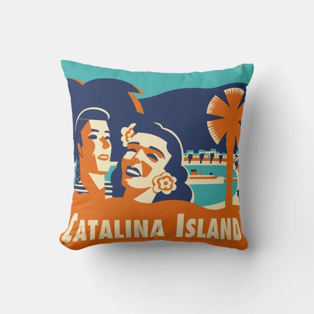 Coussin vintage d'étiquette de bagage d'île de (Recto)