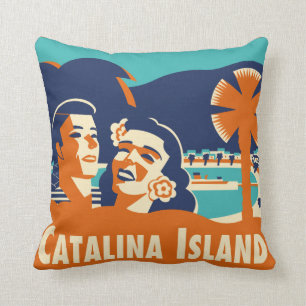 Coussin vintage d'étiquette de bagage d'île de