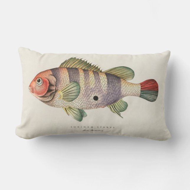Coussin vintage d'image de poissons (Recto)