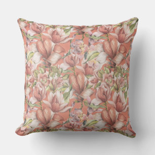 Coussin Vintage Élégant motif Floral Terracotta