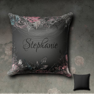 Coussin Vintage Élégant Rose foncé Monogramme