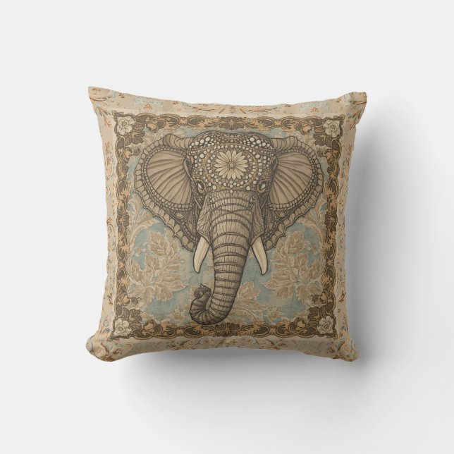 Coussin Vintage, Elephant, Classic Ornament (Recto)