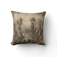 Vintage European Garden Landscape in Antique Sepia