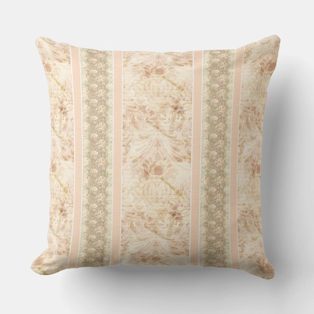 Coussin Vintage Faded Damask Floral Script  (Recto)