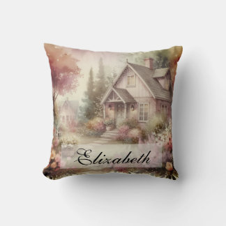 Coussin Vintage Fall Scenery cottage jardin fleuri feuille