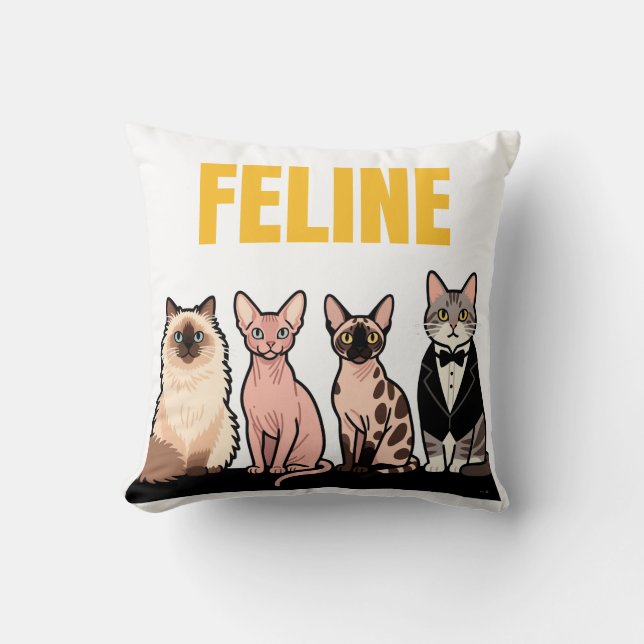 Coussin Vintage Feline Breeds (Recto)