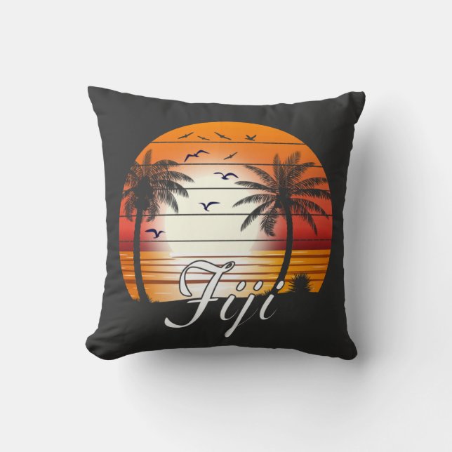 Coussin Vintage Fiji Palm Trees Summer Beach (Recto)