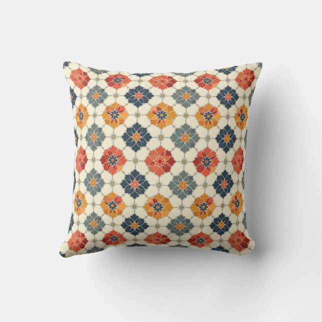 Coussin Vintage Floral Arabesque Carrelage Motif (Verso)