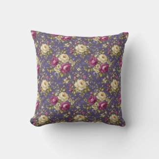 Coussin Vintage Floral Botanique Purple & Crème