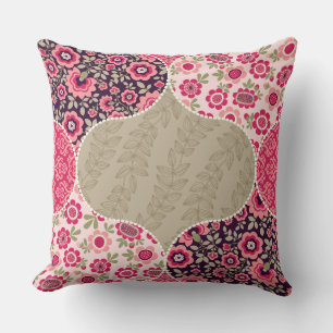 Coussin Vintage Floral Motif marocain rose