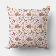 Vintage Florals & Paper Hearts Throw Pillow
