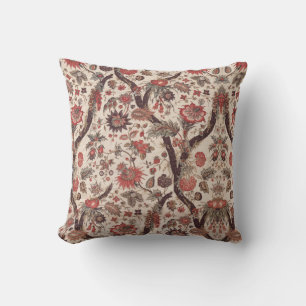 Coussin Vintage Français Textile Floral Art nouveau rose